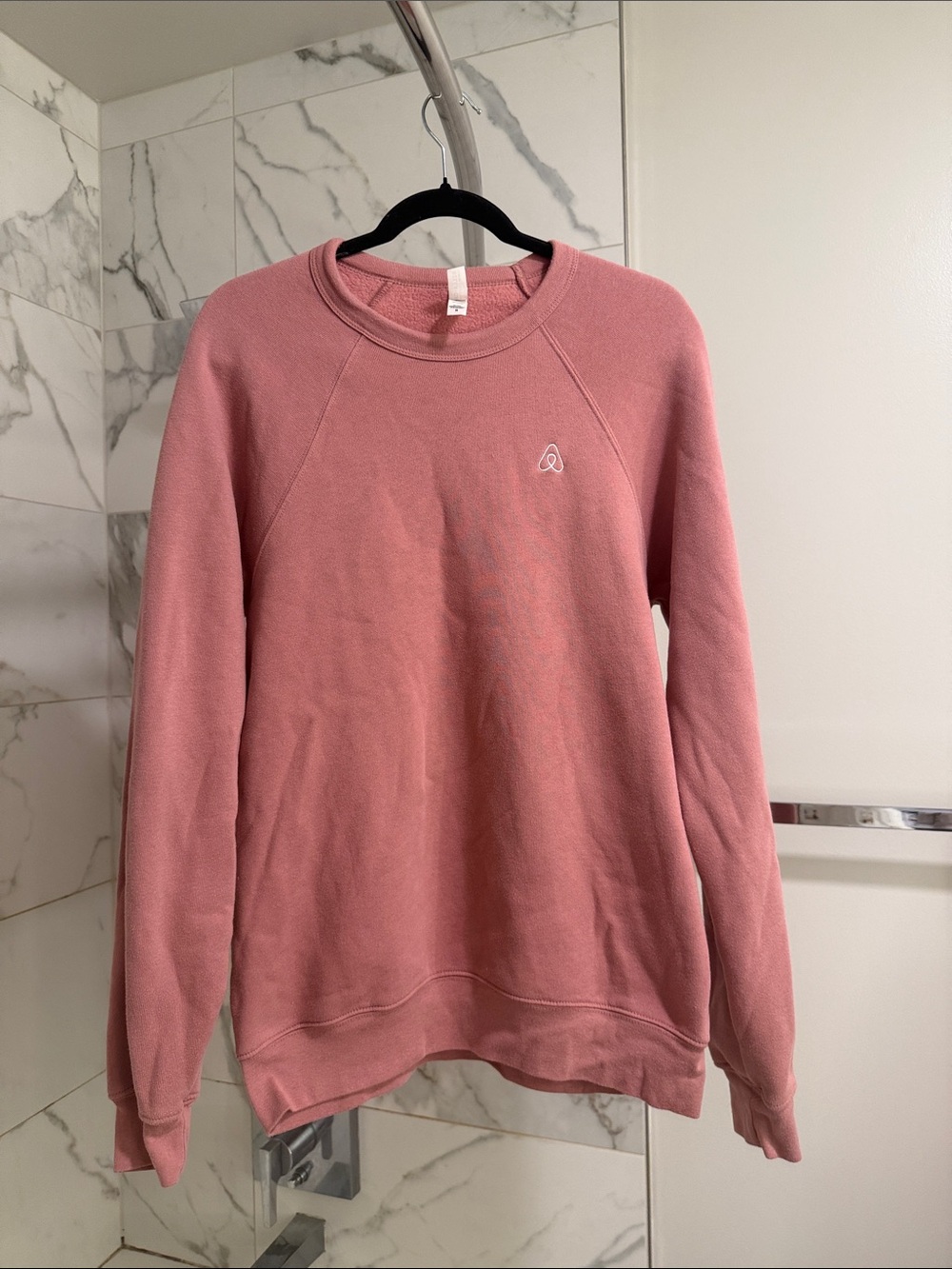Bella Canvas Men's Crewneck Sweatshirt in Dusty Rose with Embroidered Logo
